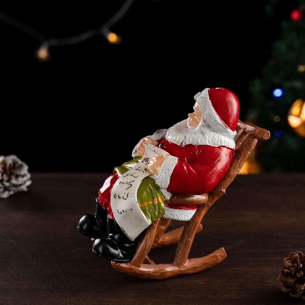 Último Produto Cadeiras de Lounge Papai Noel Natal Uso Doméstico Mesa Decoração de Natal Descompactável Resina Artesanato Fino Enfeites