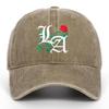Trendy LA Rose Embroidered Washed Baseball Cap