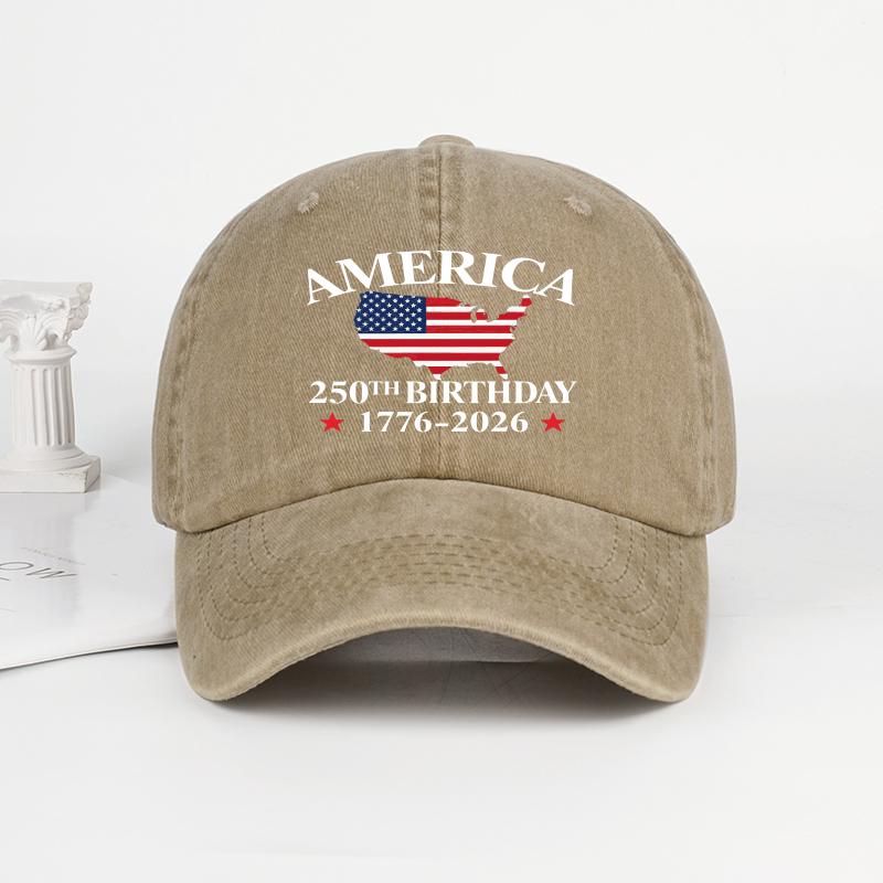 2026 USA 250th Birthday Baseball Cap Men Women Vintage Washed Cotton Adjustable Dad Hat Patriotic American Flag Gift