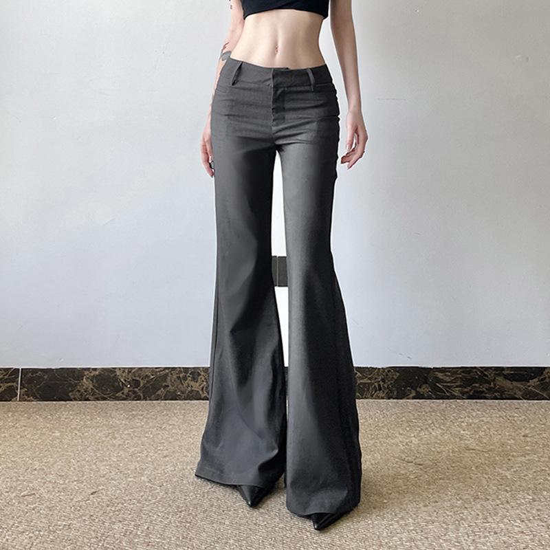 Casual Basic Solid Straight-leg Suit Pants Office Elegant Slim-fit Low-waist Wide-leg Pants