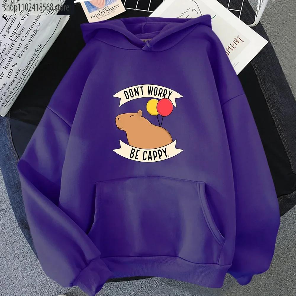 

Мультяшные животные Капибара Худи Не волнуйся Будь Каппи Принт букв Толстовка Унисекс Модные худи забавные Графические топы 3XL