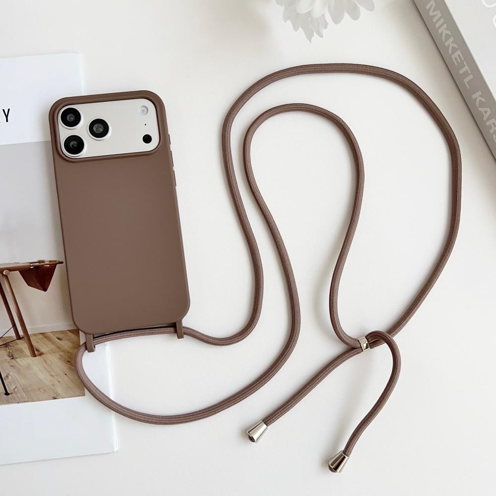 Liquid Silicone Crossbody Necklace Cord Strap Case For iPhone 17 Pro Max 16 15 14 13 12 11 XR XS X Matte Soft Protection Cover