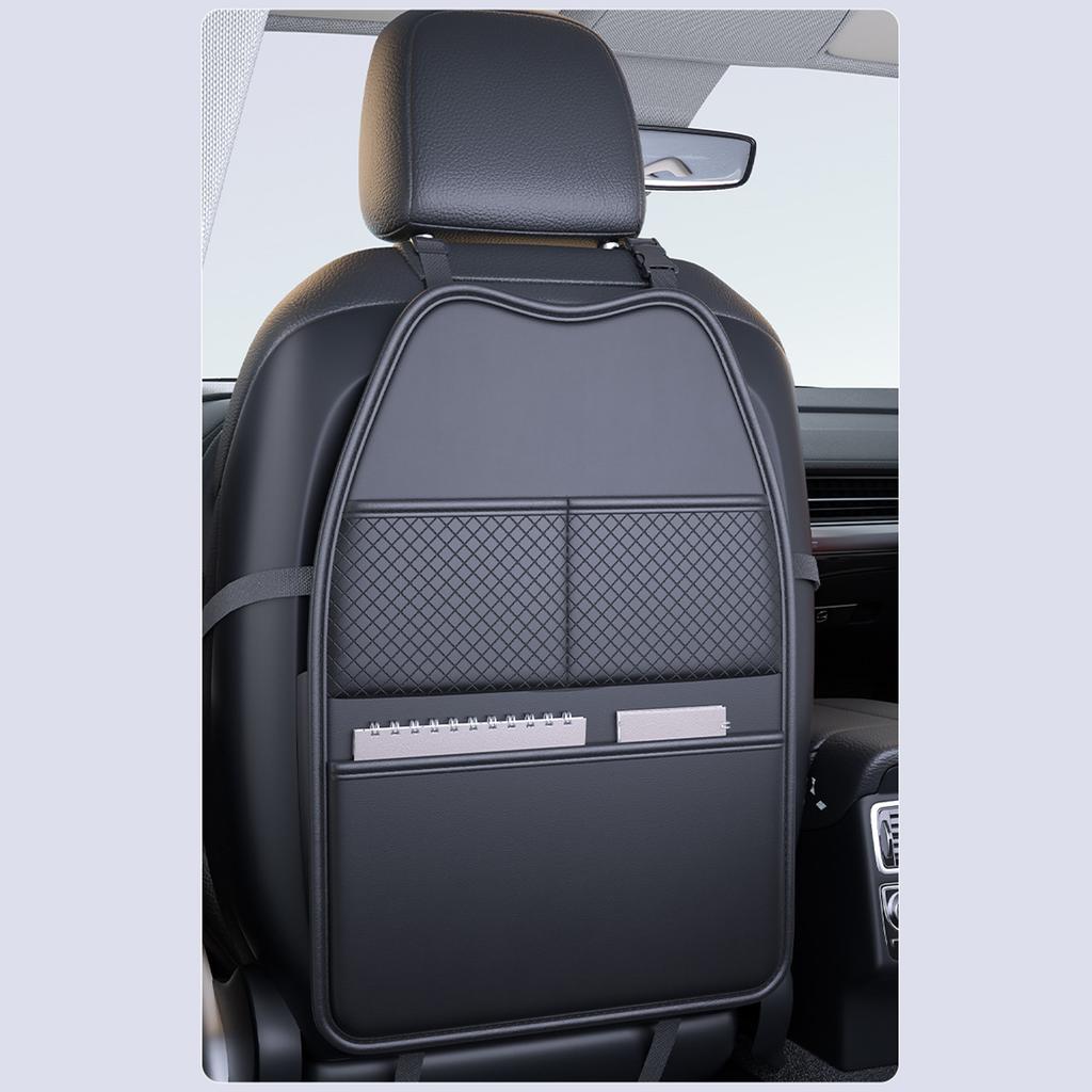 Car Seat Back Protector 2 In 1 PU Leather Anti Kick Pad With Storage Bag For Car Interior Accessories
