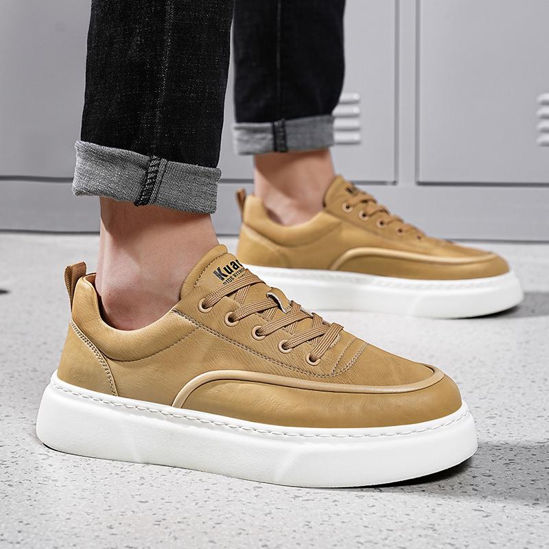 High Quality Men Casual Leather Shoes Luxury Casual Antiskid Vulcanized Shoes Comfortable Moccasins Flats Outdoor Walking Shoes