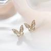 1 Pair Ear Studs Butterfly Shape Rhinestone Faux Crystal Decor Hollow Anti-rust Anti-allergy Lightweight Ear Decoration Jewelry Lady Prom