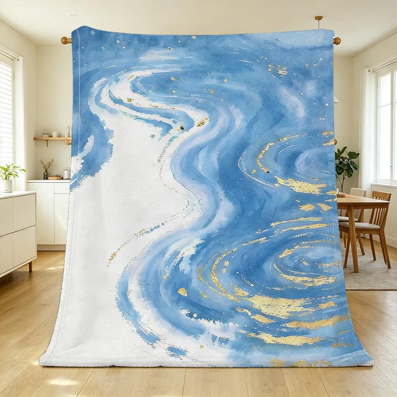 Flannel Fleece Throw Blanket, Abstract Art Pattern, Soft Warm & Machine Washable, Ideal for Home, Office Naps, Christmas & Halloween Use