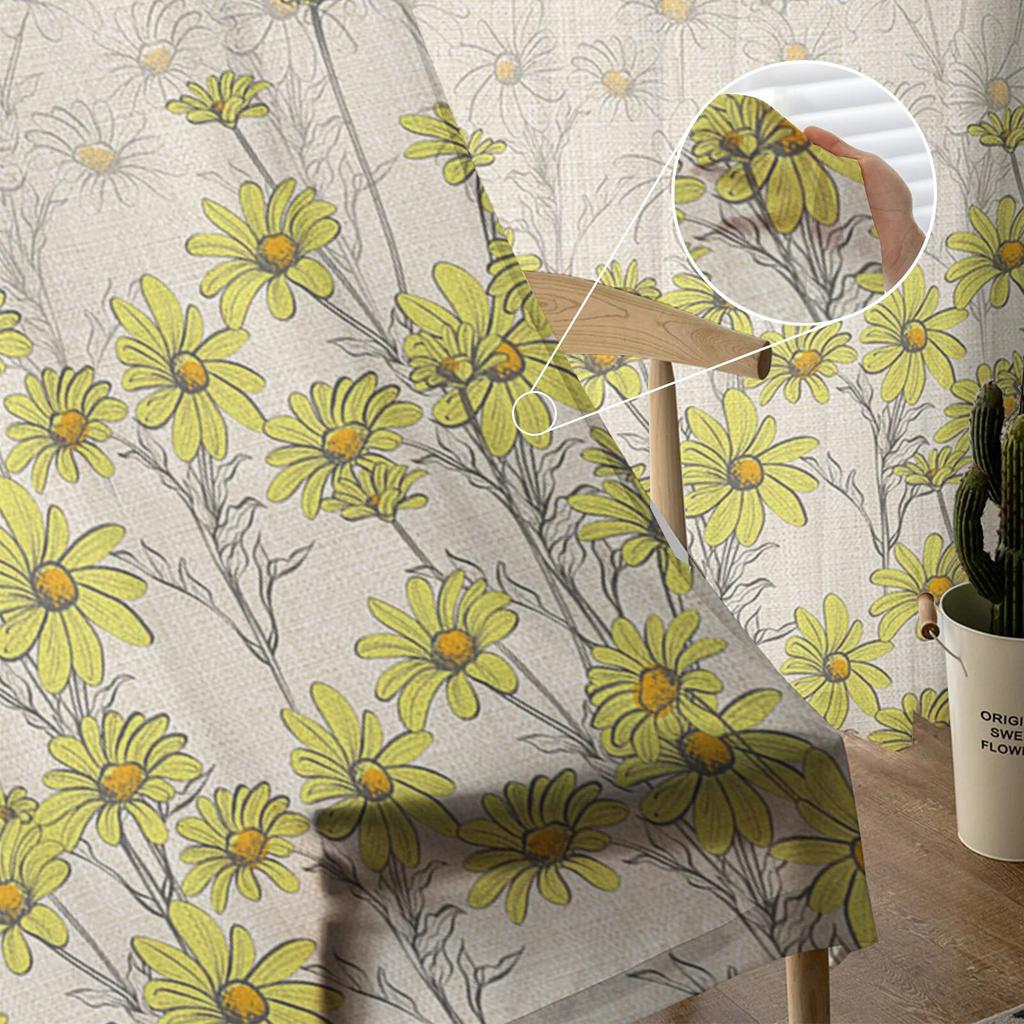 Spring Chrysanthemum Watercolor Flowers Bedroom Transparent Sheer Curtains Holiday Decoration Window Voile Tulle Curtain