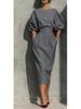 Damen Retro U-Boot-Ausschnitt A-Linien-Kleid mit Puffärmeln und hoch tailliertem Faltenrock – Perfekt für Frühlings- und Herbst Eleganz