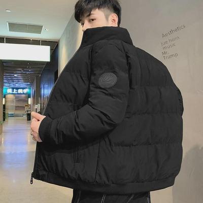 Chaqueta de Invierno para Hombre de Moda con Cuello Alto, Chaqueta de Algodón Cálida y Gruesa de Color Sólido, Diseño Casual Estilo Coreano