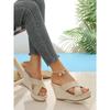Artistic Retro Peep Toe Wedge Sandals for Women, Summer, Back Strap, Waterproof Platform, Comfortable Women's Shoes