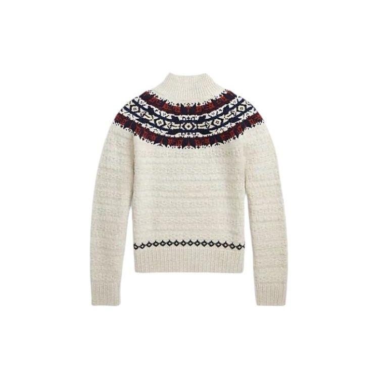 Polo Ralph Lauren Fair Isle Pattern Ribbed High Neck Sweater Kids Sweater Off-White 313920103-001