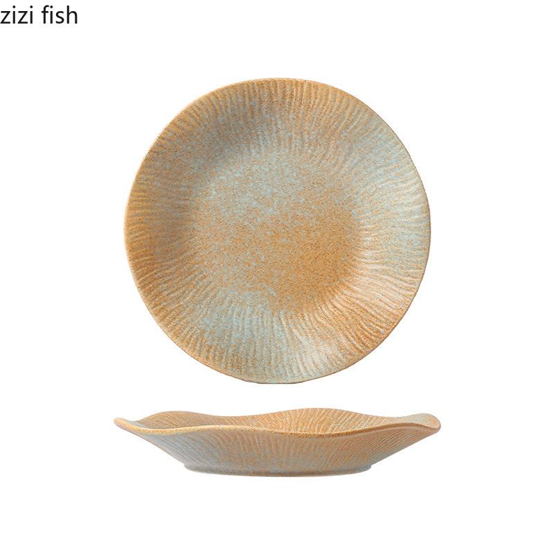 Vintage kreativní keramický talíř na večeři, dezertní talíř, svačinový talíř, sashimi, sushi talíře, steakové talíře, restaurační speciální nádobí