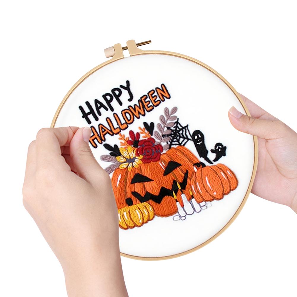 DIY Cross Stitch Kit with Needle Thread Instructions Cross Stitch Needlepoint Kit Halloween Embroidery Kit for Adults Beginner