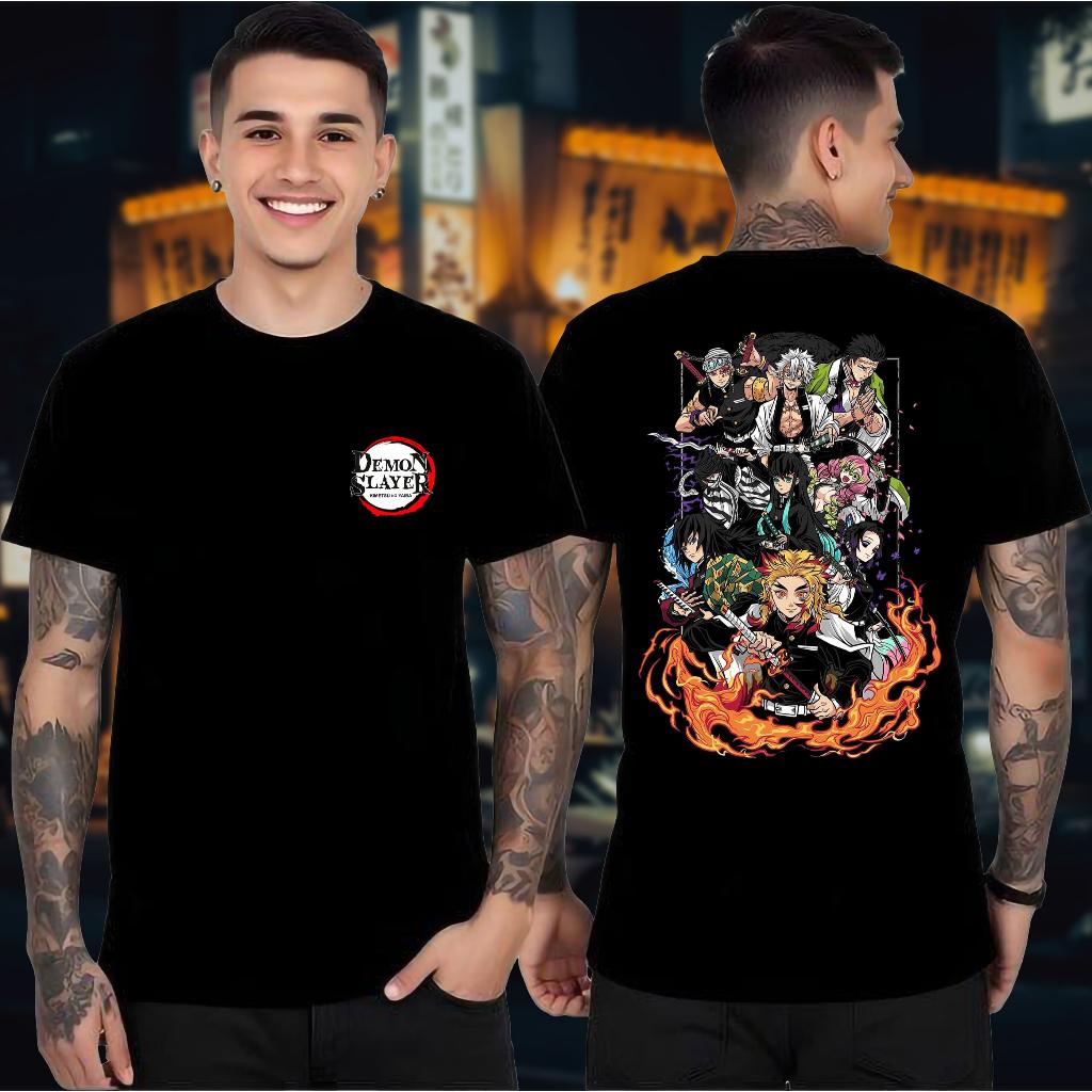 Anime Unisex Pattern Demon Killer 2025 Summer New Retro Fashion Men's and Women's Streetwear