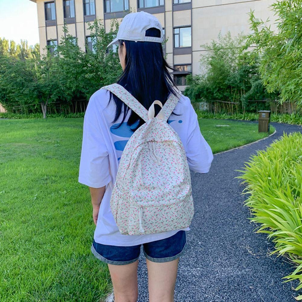 Korean Style Students School Bag Large Capacity Floral Shoulder Bag Cute Floral Backpack  School