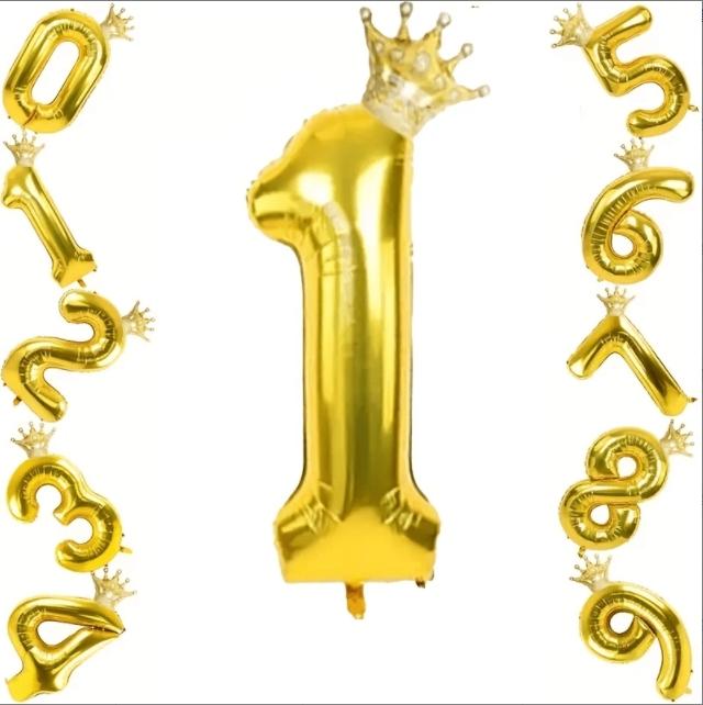 

Набор из 1 цельного золотого 32-дюймового цифрового 0-9 алюминиевого фольгированного шара-короны, подходящий для украшения вечеринки по случаю дня рождения, реквизита для выпускного и праздничных мероприятий