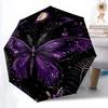 1pc Butterfly Night Automatic Folding Umbrella with 8-Rib Windproof Design, Portable Foldable Sunshade Umbrella For Halloween, Christmas Gifts035