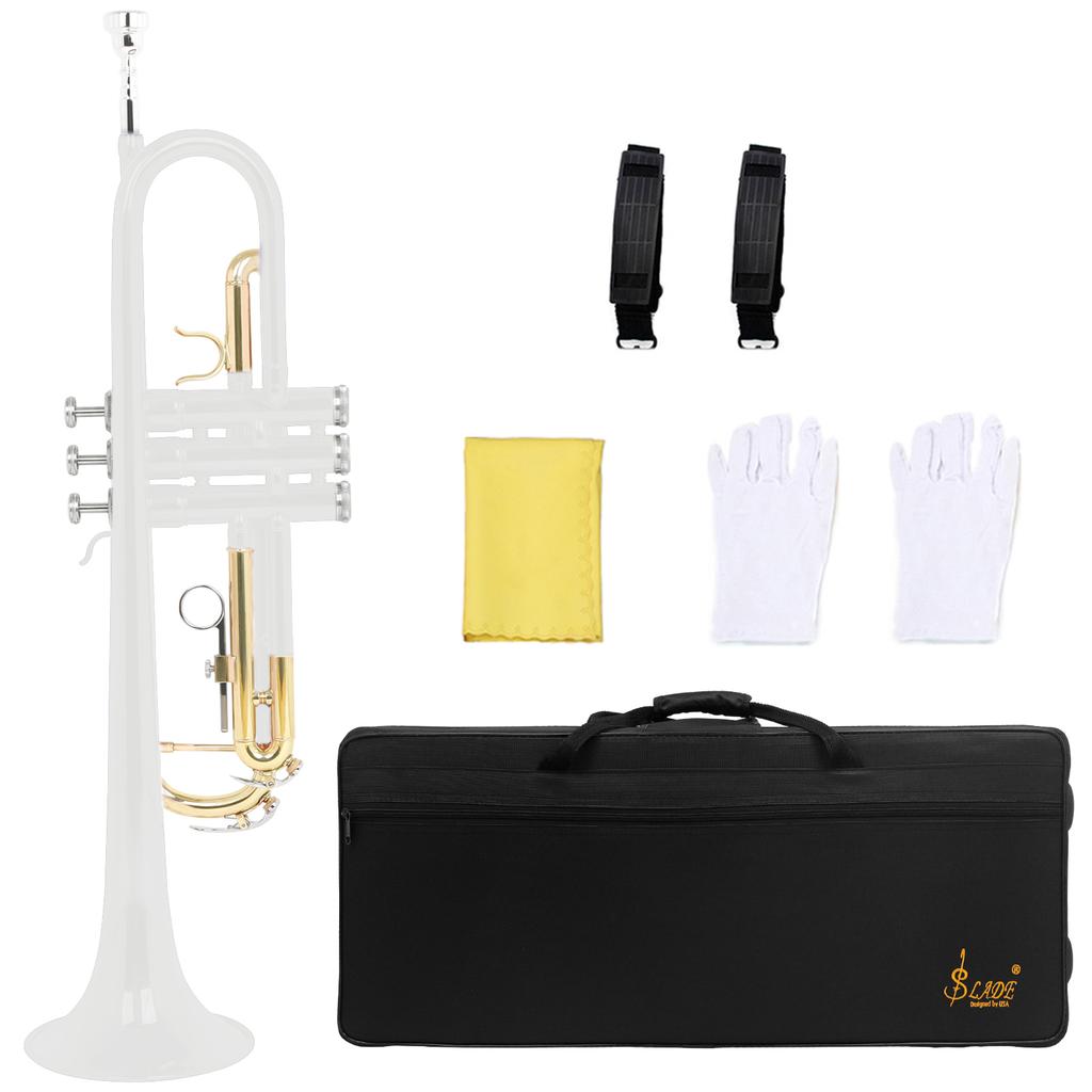 SLADE Bb Trumpet for Beginner B Flat Premium Brass body Colorful Trumpet Professional Brass Musical Instrument with Case Gloves
