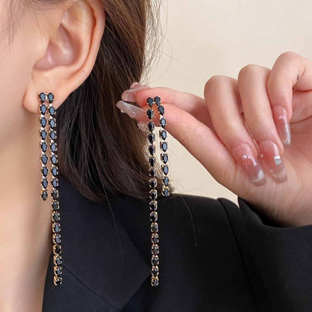 2pcs Set Exquisite Luxury Sparkle Geometric Full Rhinestone Necklace Earrings for Women Bride Wedding Designer Jewelry Sets Gift