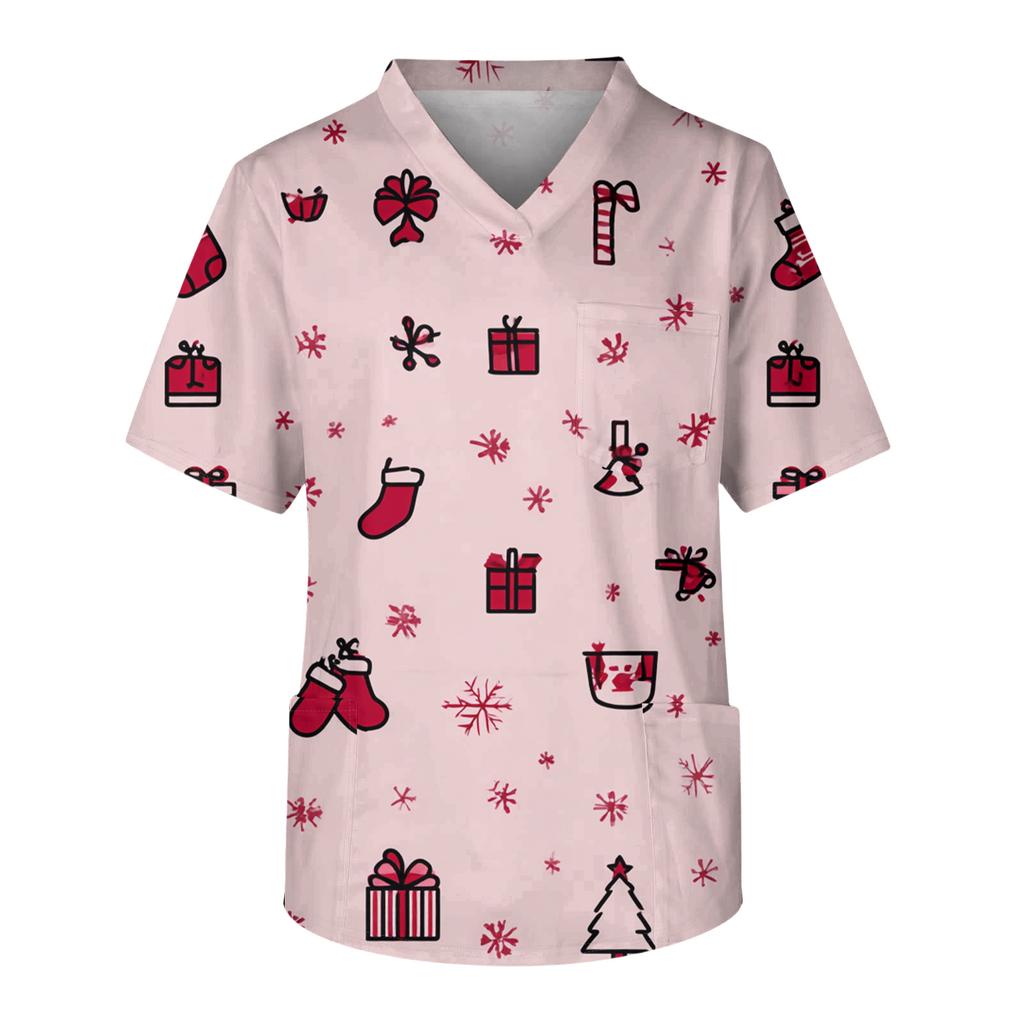 Men's Casual Short-Sleeved V-Neck Printed Front Pocket Top