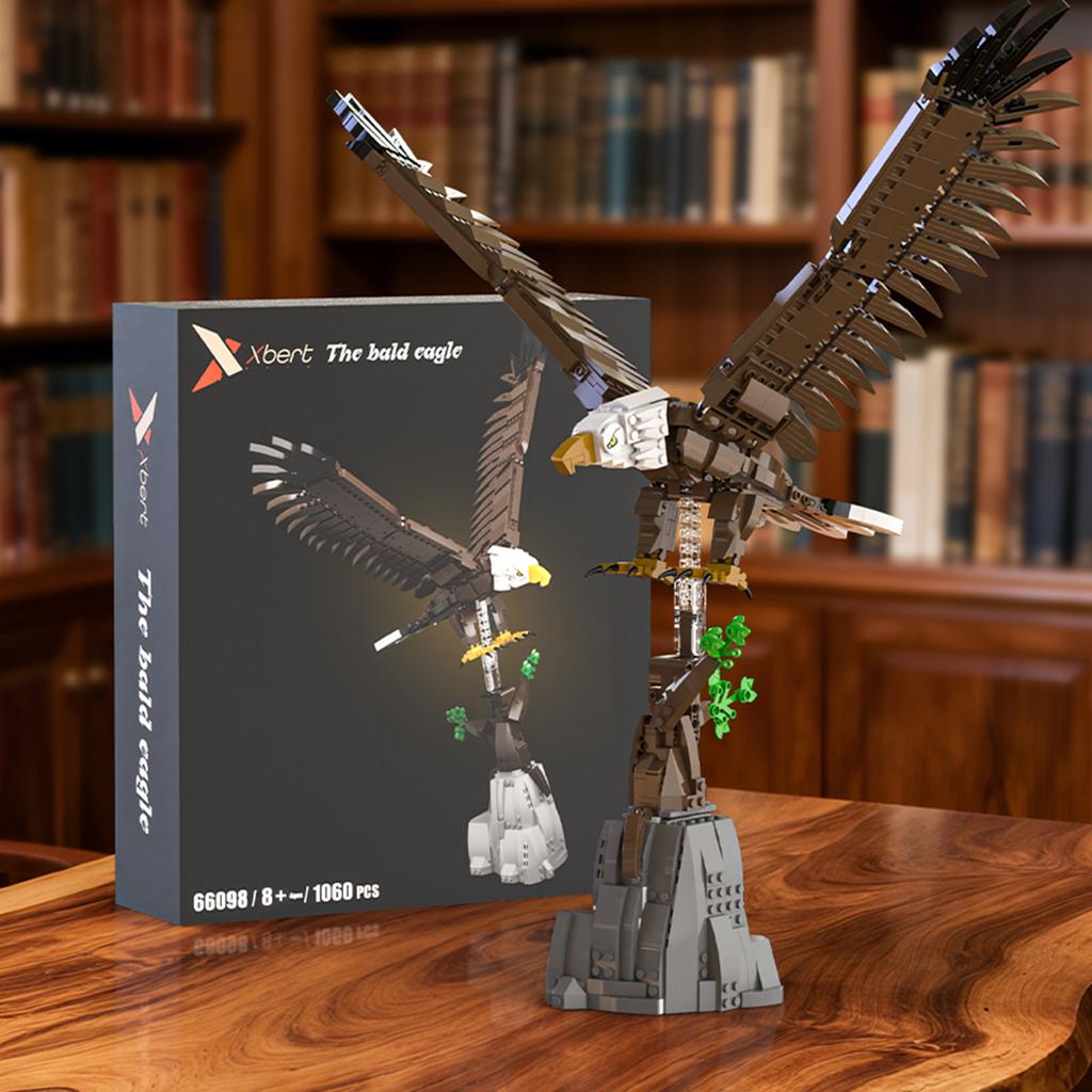 Non-Toxic 1060Pcs Bald Eagle Building Blocks Soaring Eagle Animal Model Bricks Creative Desktop Ornaments Kids Diy Toy Holiday Gifts