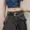 Adjustable Women's Crocodile-patterned Belt Red Black Simple Pin Buckle Metal Buckle Vintage Belt Imitation Leather Waist Belt