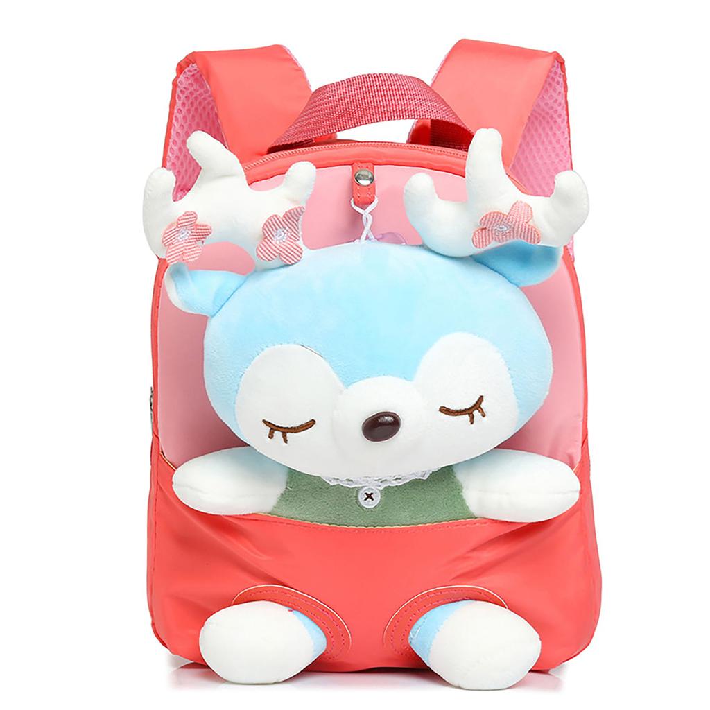 Toddler Preschool Cute Backpack Large Capacity Plush Elk Bookbags with Soft Handle for Bottles Pencils A4 Textbooks