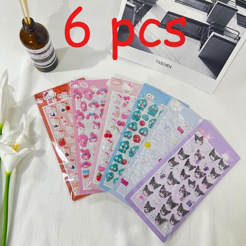 Best-selling Fashion 3D Embossed Kuromi & Cinnamoroll Cartoon Decorative Stickers - Kids' Toy Stickers