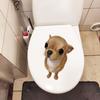 Cute Dog Toilet Seat Stickers Self-adhesive Animal Stickers Toilet Bathroom Decoration Water-proof Decal