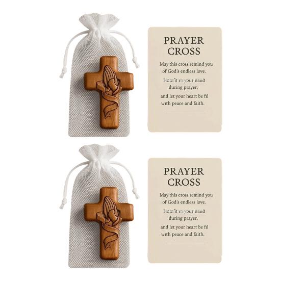 1/2 Stück Glaube Stärke Taschenumarmung mit Inspirationskarte Tragbare Holz Patriotische Glaubensmarke Dekoration Christliche Religiöse Geschenke