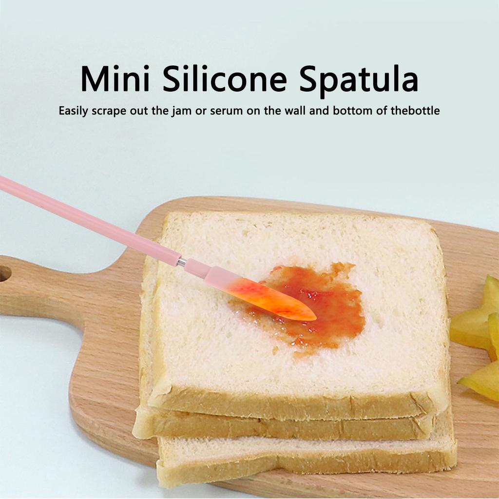 Teleskop-Silikonspatel Rosa Wiederverwendbarer Glas-Schaber Einziehbarer Mini-Make-up-Spatel Löffelset für Kosmetik