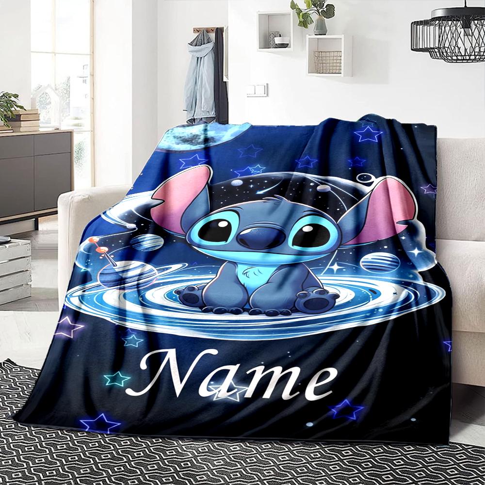 Custom Name Butterflies Stitch's Adventure blanket for Couch & Bed, Plush Cozy Fuzzy Blanket Super Soft & Warm Blankets for Fall and Winter. 0908329