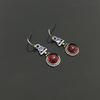 Charm Retro Ancient Silver Geometric Circle Seven-color Moonstone Red Opal Pendant Dangle Earrings for Women Temperament Jewelry