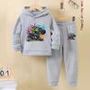 2pcs Boys Hoodie Set Motorcycle Excavator Road Car Thermal Long Sleeve Sporty Pants Hoodie Set Gift Ideal Daily Outdoor Wear