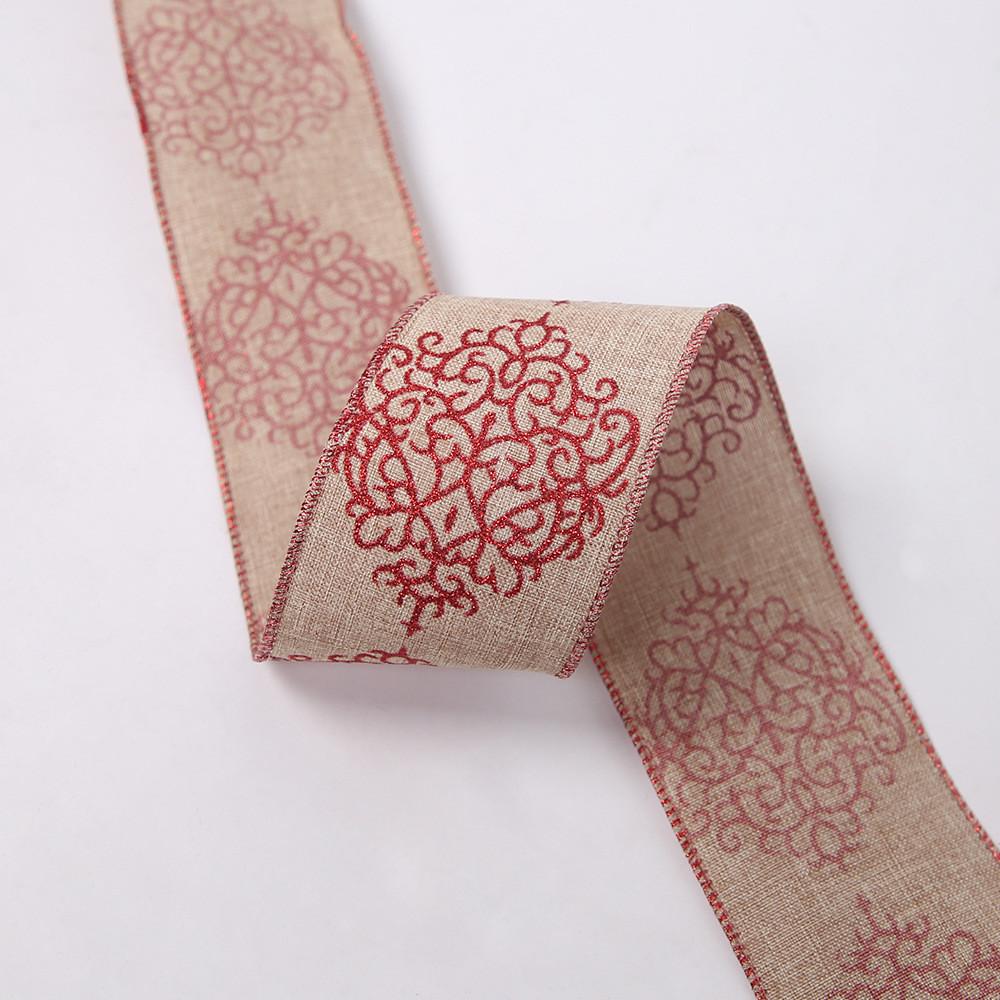 Elegant 2 Meter Christmas Ribbon Decorations With Snowflake And Pine Tree Designs