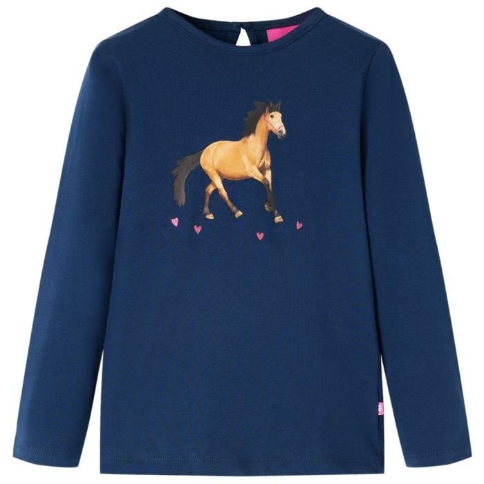 Children's Long-sleeved T-shirt with Horse Print 3 Colors and 5 Sizes Available