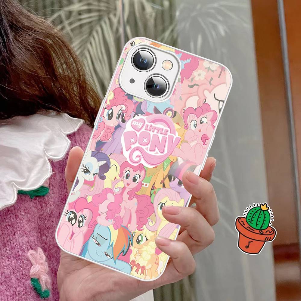 

Cute M-My Cartoon P-Pony L-Little Tempered Glass For Iphone 14 13 12 11 Pro Mini XS MAX 14Plus X XS XR Cover iphone Xs Max