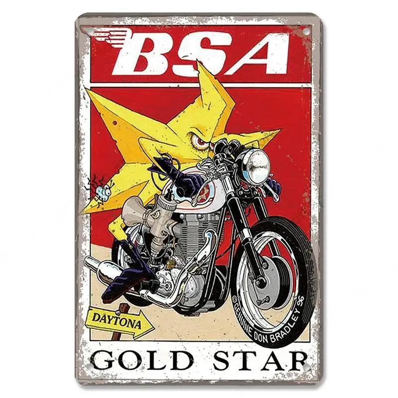 Vintage motokrosový plakát Kovové plechové cedule Motocykl Grand Prix Kovová plaketa Nástěnná dekorace pro garáž Moto Club Man Cave Bar