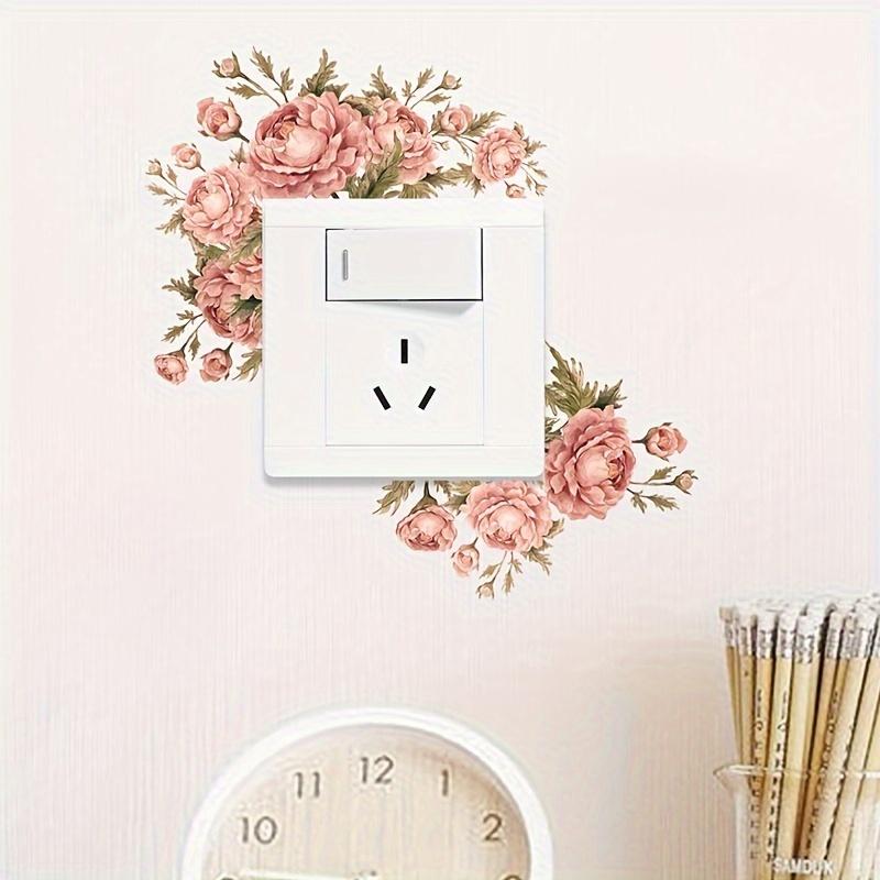 1pc Watercolor Flower Pattern Light Switch Stickers, Bathroom Bedroom Living Room Switch Stickers, Removable Self-Adhesive Wall Stickers