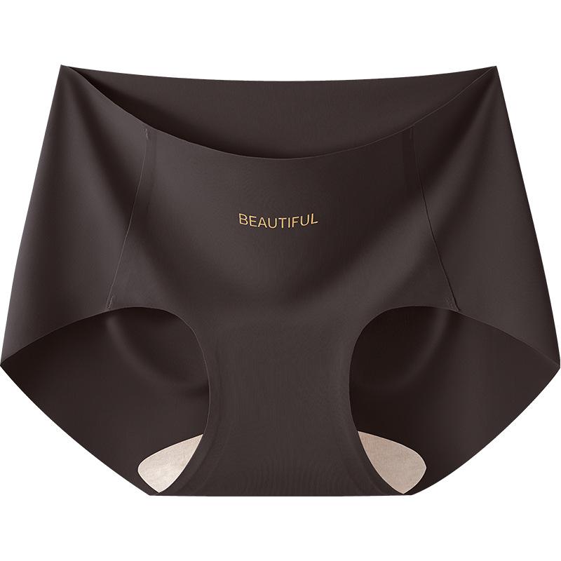 Ladies Spring and Autumn New Ice Silk No Trace Yoga Pure Cotton 10A Antibacterial Crotch No Trace Briefs M темный кофе