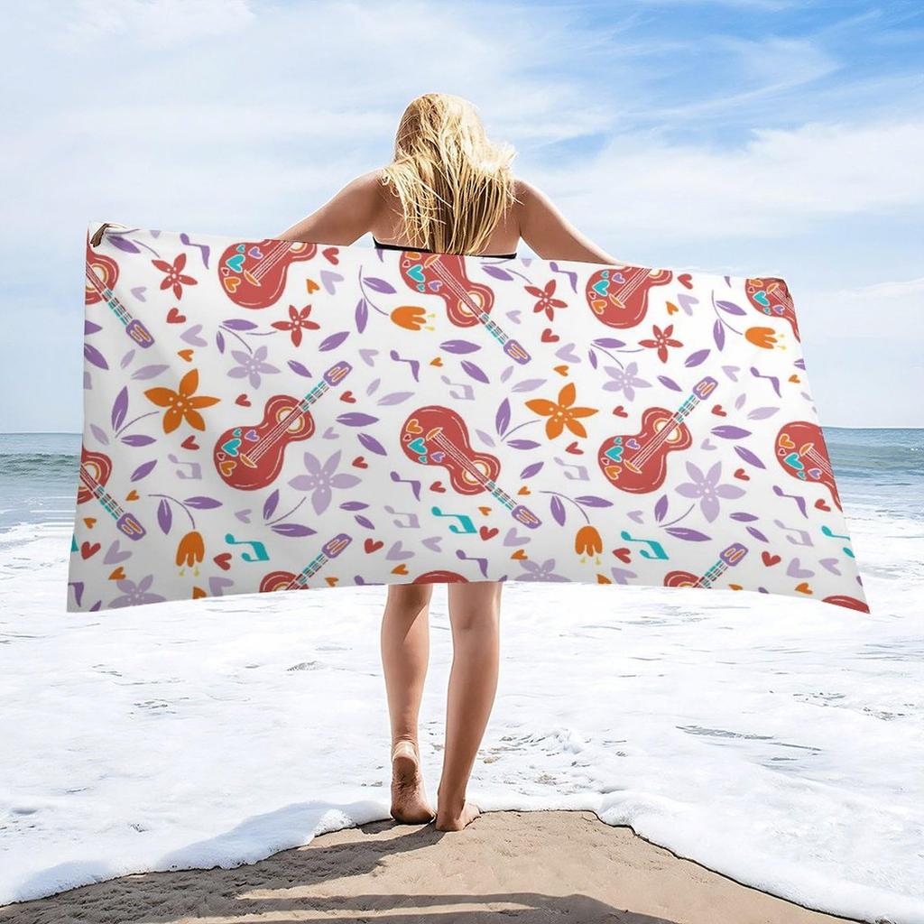 Electric Guitar Beach Towel, Microfiber Quick Dry Bath Towel for Travel Sport Spa, Sand Proof Absorbent Towels for Swimmers Teen