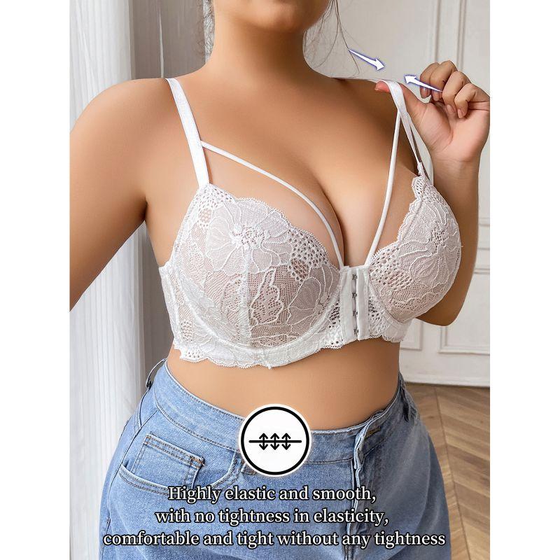 Ladies Plus Size Front Buckle Bra Women Lace Spaghetti Bra