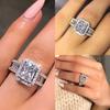 New Silver Plated Stainless Steel Rings For Women Square Cubic Zircon Ring Jewelry Accessories Size 5-11