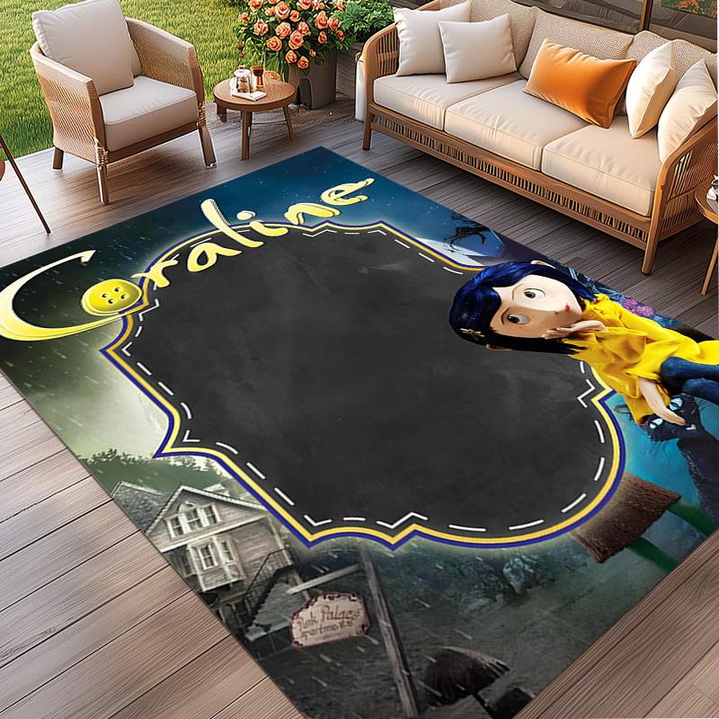 Coraline Print Rug, Washable Floor Carpet, For Entryway Dorm Laundry Room Office Study, Home Decor Birthday Christmas Gift