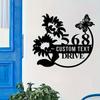 Vintage Floral Metal Sign Handmade Wall Art House Number Address Decor