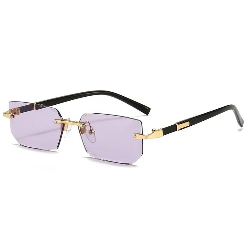 Unisex Fashion UV400 Sunglasses Men Women Trendy Retro Rectangular Sun Glasses Eyewear Classic Ultralight Rimless Sunshades