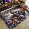 1pc Wolf Roses Themed Rug for Home Decor, Non-slip Office Carpet, Chair Mat, Outdoor Mat, Christmas and Halloween Gifts-0731127