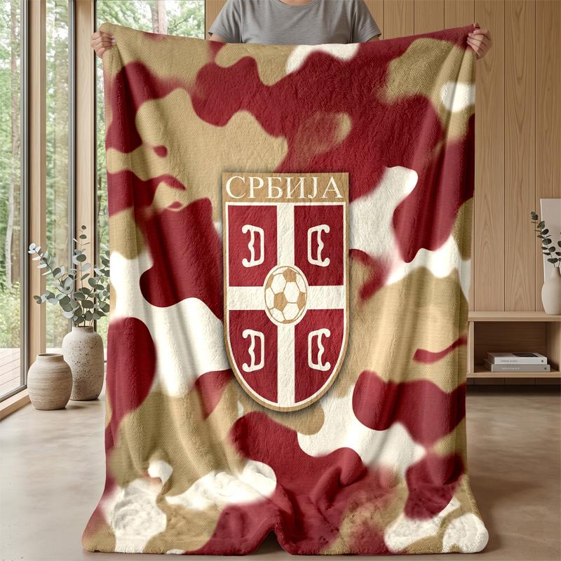 Serbia Printed Flannel Blanket Skin Friendly Warm Decorative Throw for Indoor Couch Bed Daily Use
