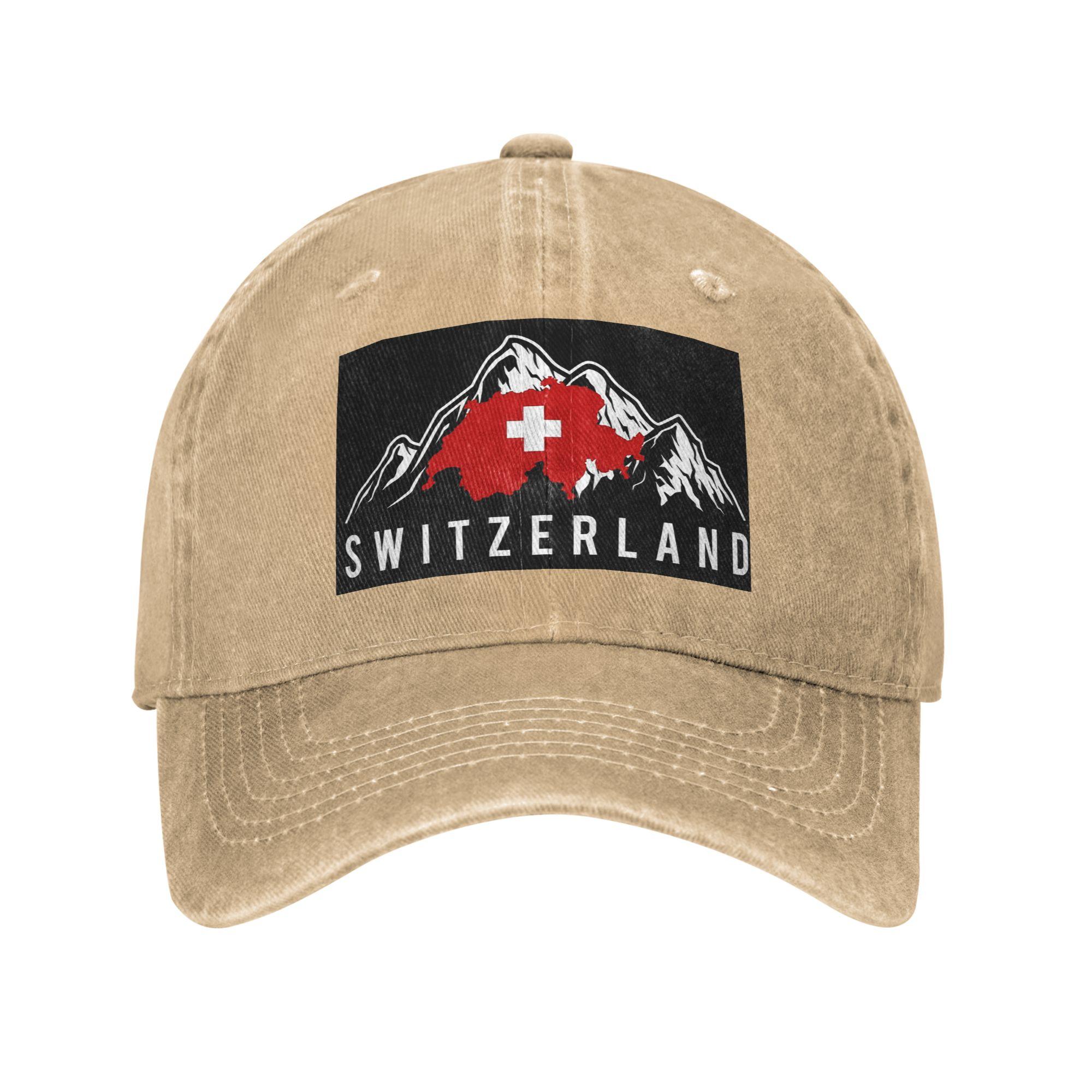 

Unisex Baseball Hats Swiss Switzerland Flag Washed Denim Outdoor Baseball Caps Hip Hop Cap Casquette One Size