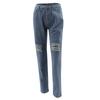 Women Button High Waist Pocket Elastic Hole Jeans Trousers Slim Denim Pants